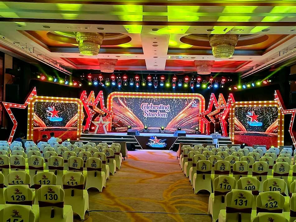 Corporate award night auditorium setup with stage and seating
