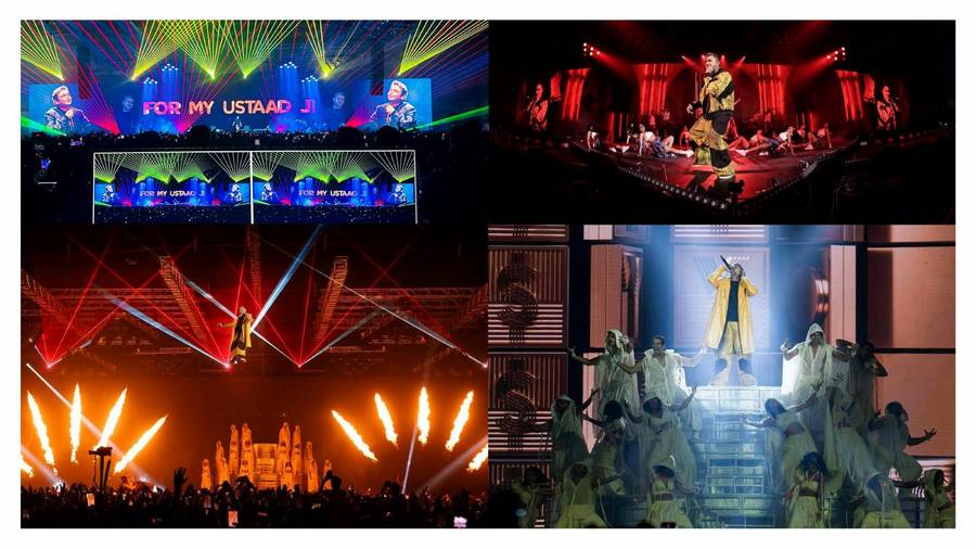 Stadium concert with pyro