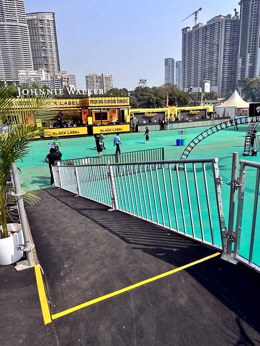 Branded bar structures on festival ground